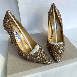 Jimmy Choo Pale Pink Glitter Pump with 4”Heel Size 39.5 NWOT